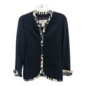 Vintage‎ Versace GV Signature Blazer Italy 8 IT 42 Black Wool Abstract Trim 90s